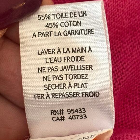 Hornytoad Colorblock Linen Sweater Women’s M Orange Pink Tab Sleeve Colorful - Picture 3 of 10